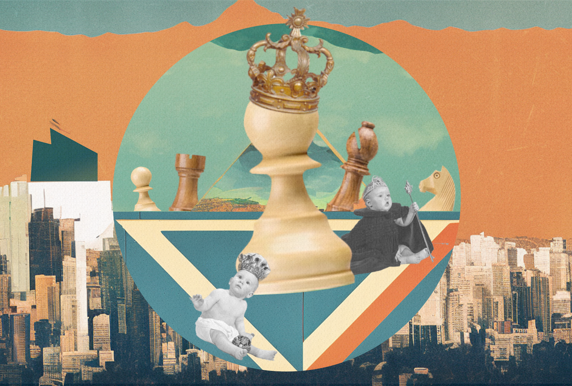 nepotism-pawn chess piece with a crown on top