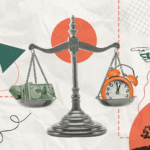 wage and hour laws scale with money on one side and clock on other