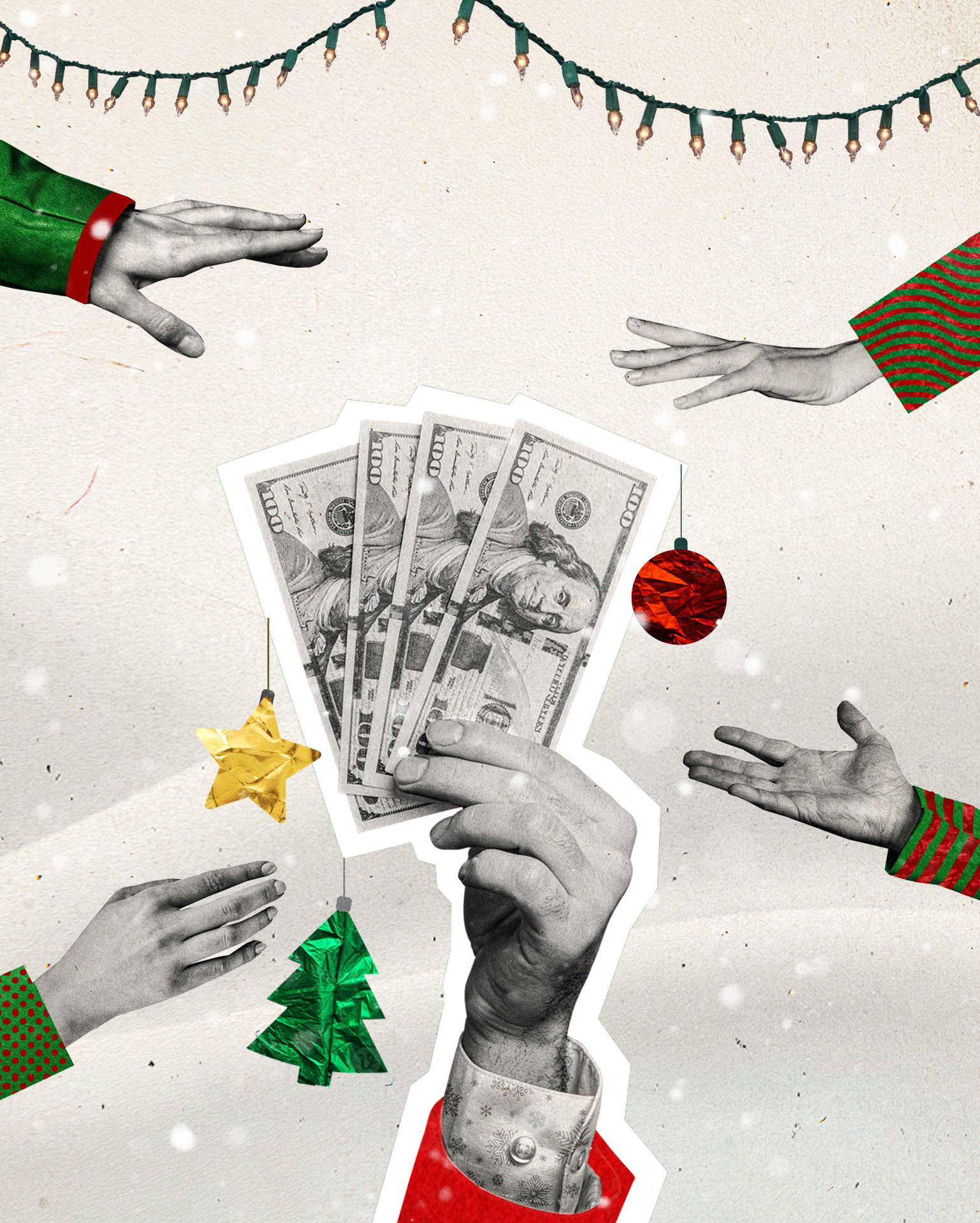 Bonus Pay Laws-Hands reaching out for cash money