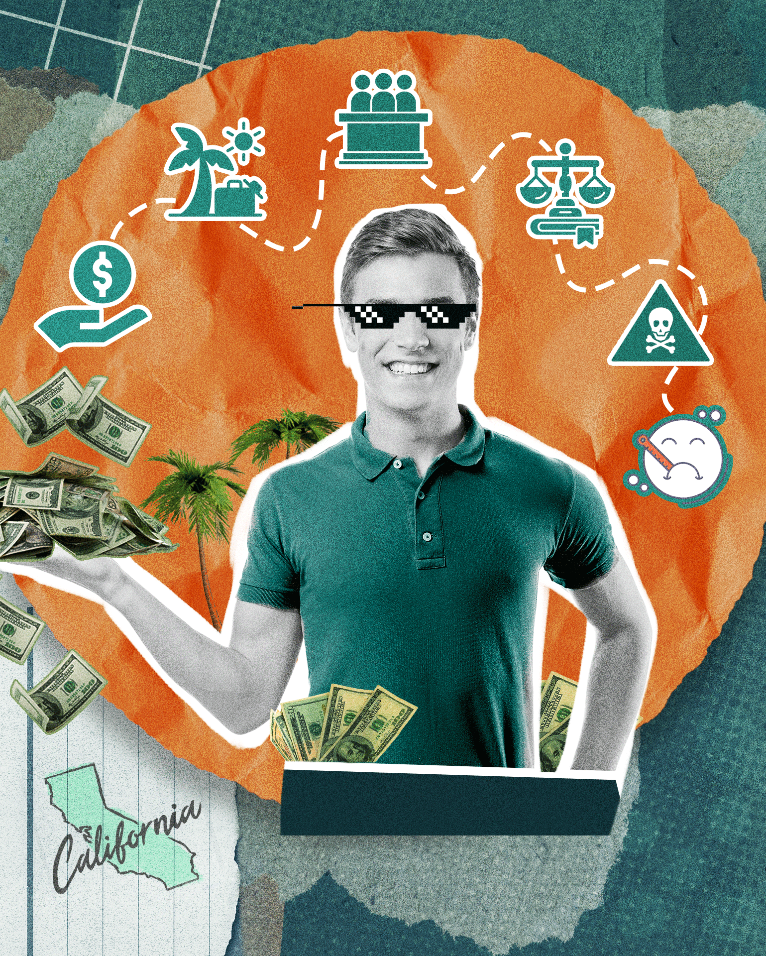 Paid Leave Laws-Man standing with hand out holding money