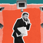 Workplace Surveillance Laws- Man in center with cameras around him