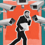 Workplace Surveillance Laws- Man in center with cameras around him