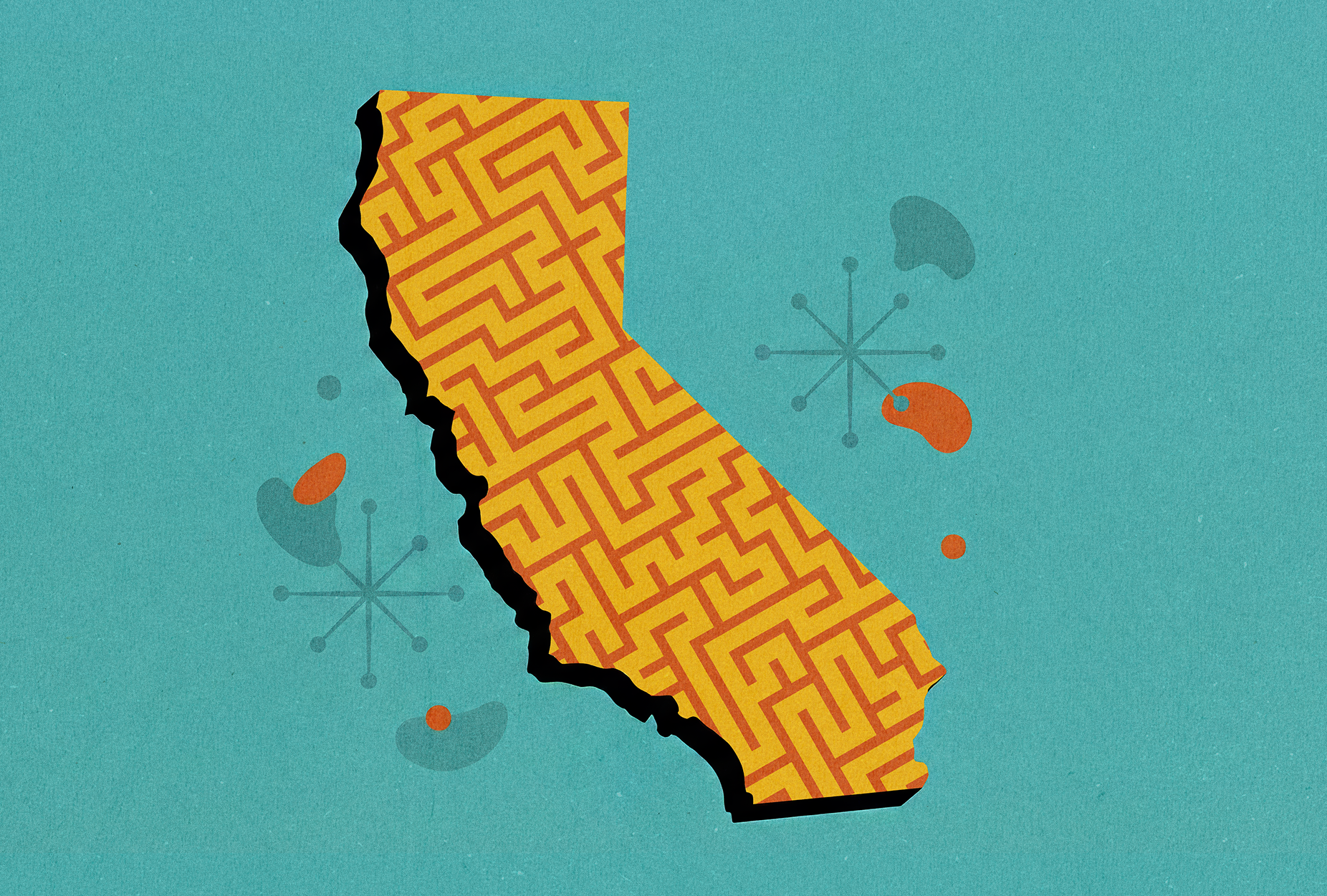 Racial Discrimination- State of CA with maze pattern inside
