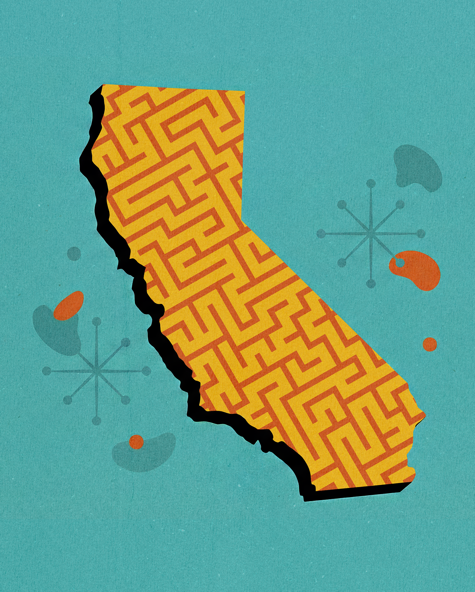 Racial Discrimination- State of CA with maze pattern inside