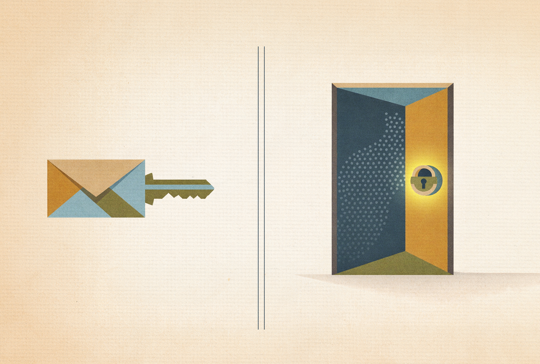 right-to-sue letter, illustration of key to the left of an open door.